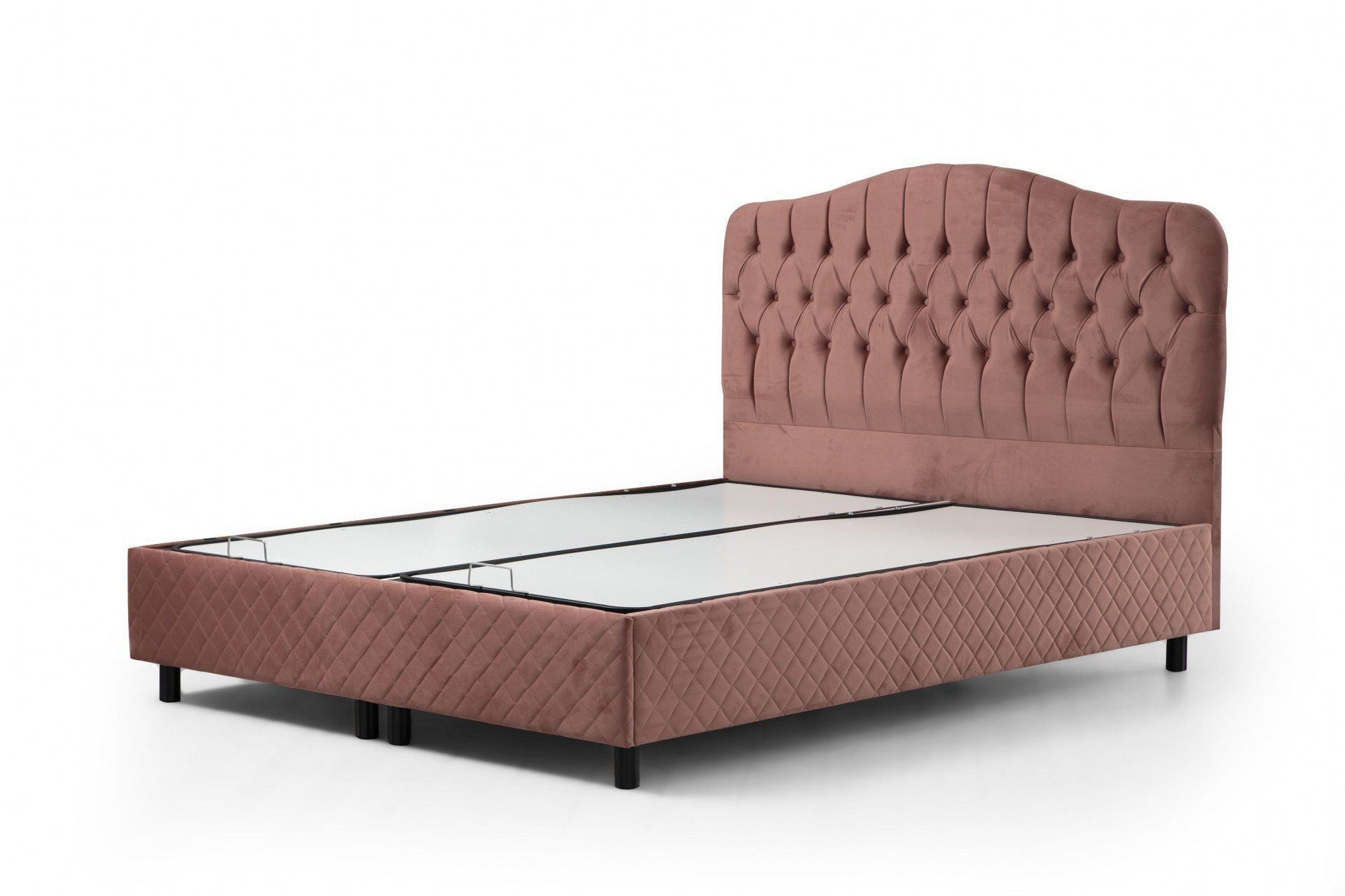 Base de lit double et tête de lit Vassi 140 x 200 - Dusty Rose