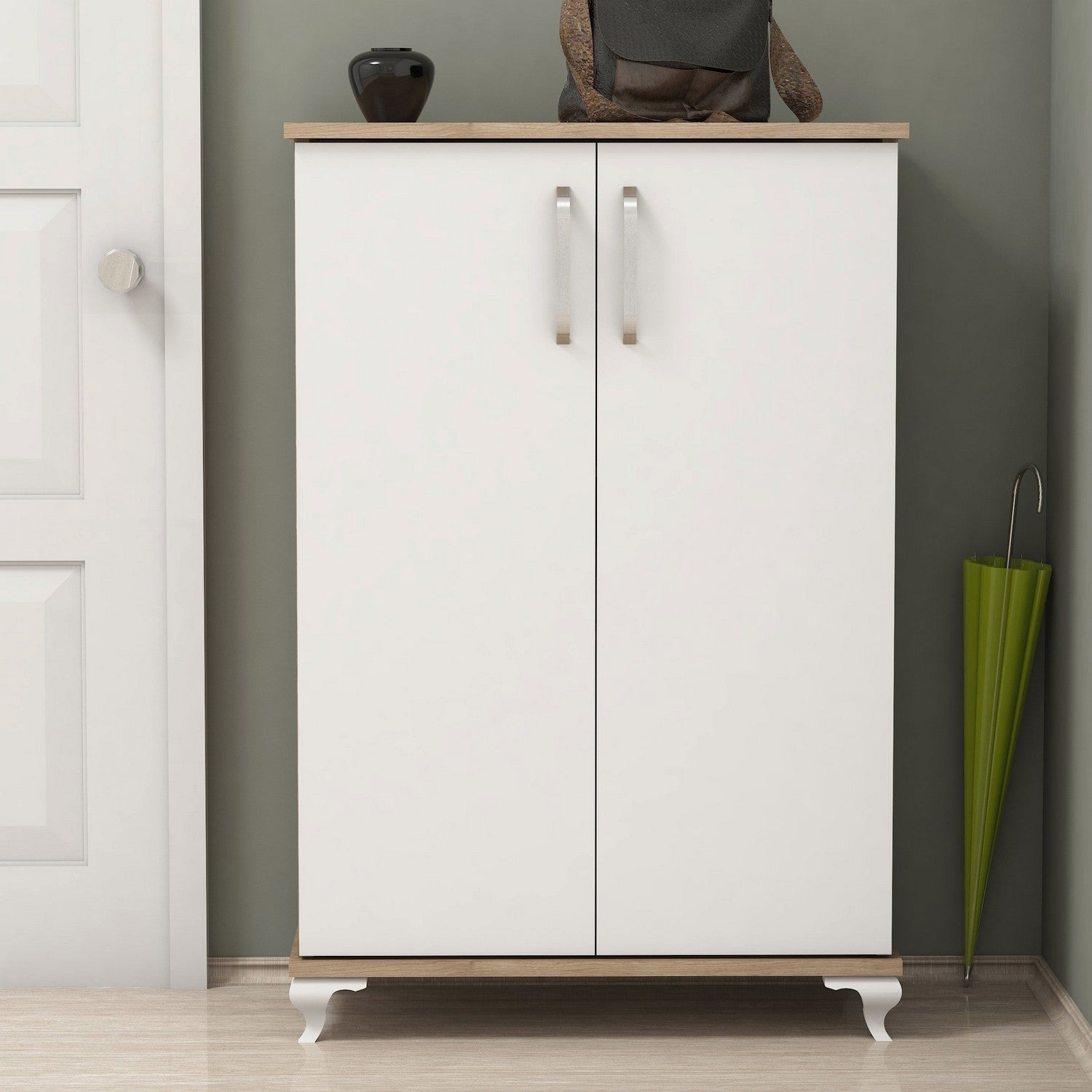 Meuble à chaussures Asta - Walnut, White