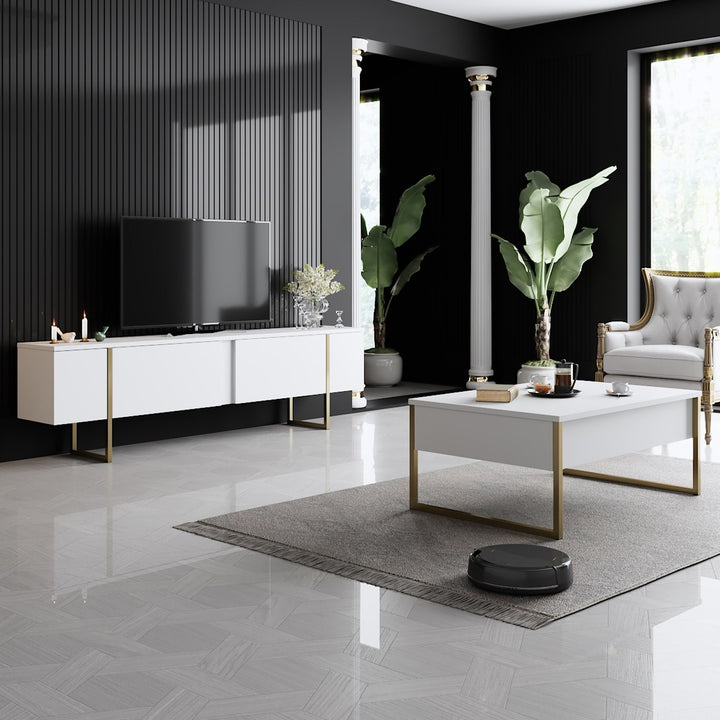 Ensemble de meubles de salon Luxe Set - White, Gold