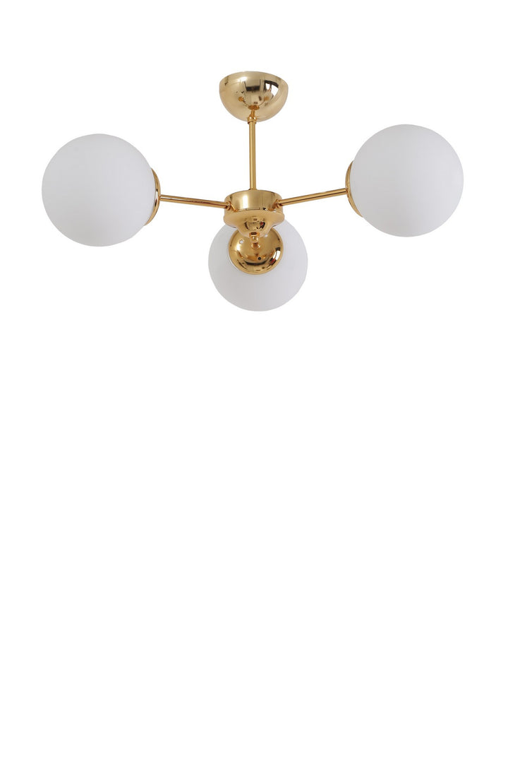 Lustre Venüs 3 Lü Gold Beyaz Camlı Avize