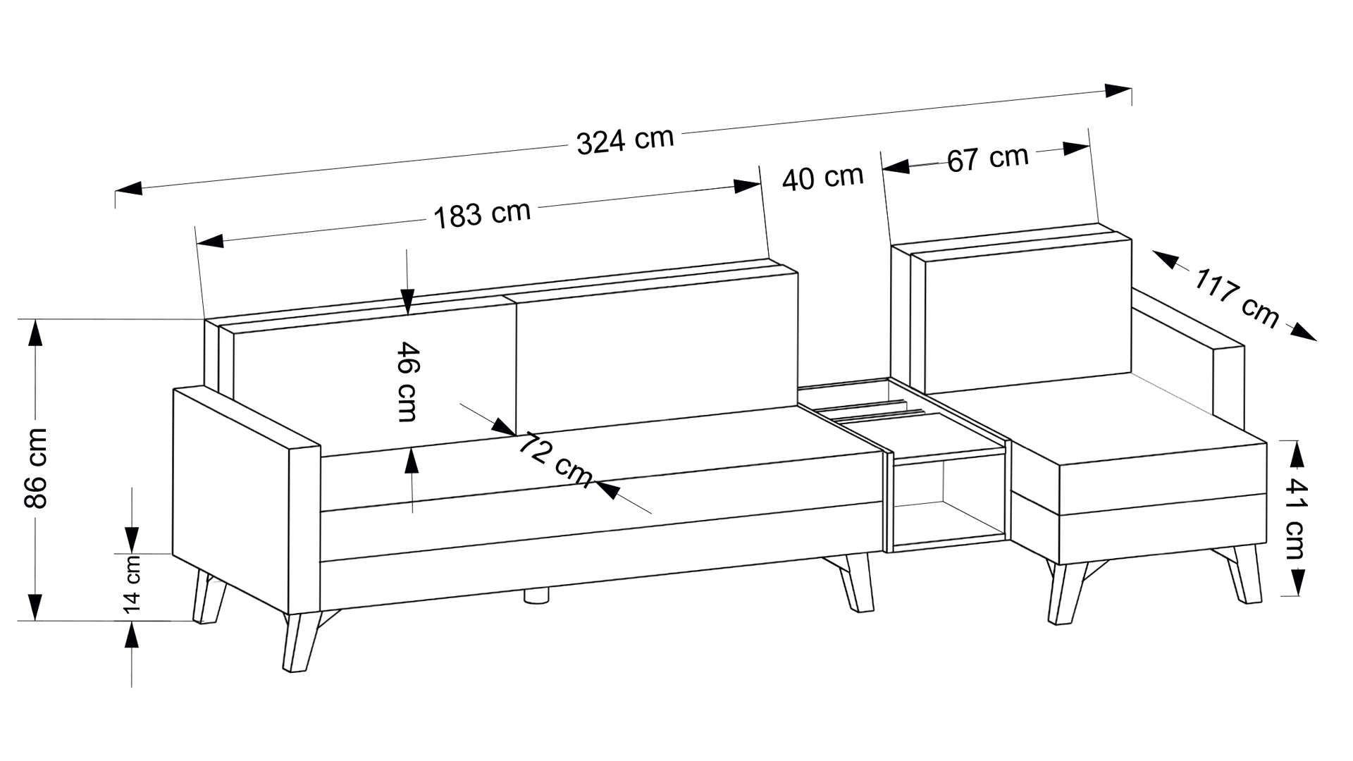 Canapé Kristal Rest Shelf Set - Anthracite