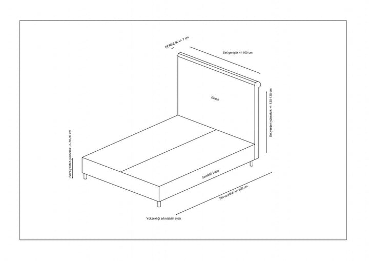 Base de lit double et tête de lit Sonata 150 x 200 - Anthracite