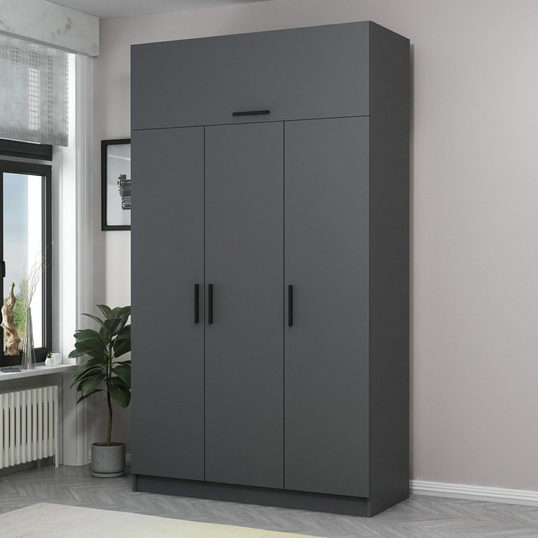 Armoire Minar 3 Kapak 2 Çekmece 235 - Anthracite