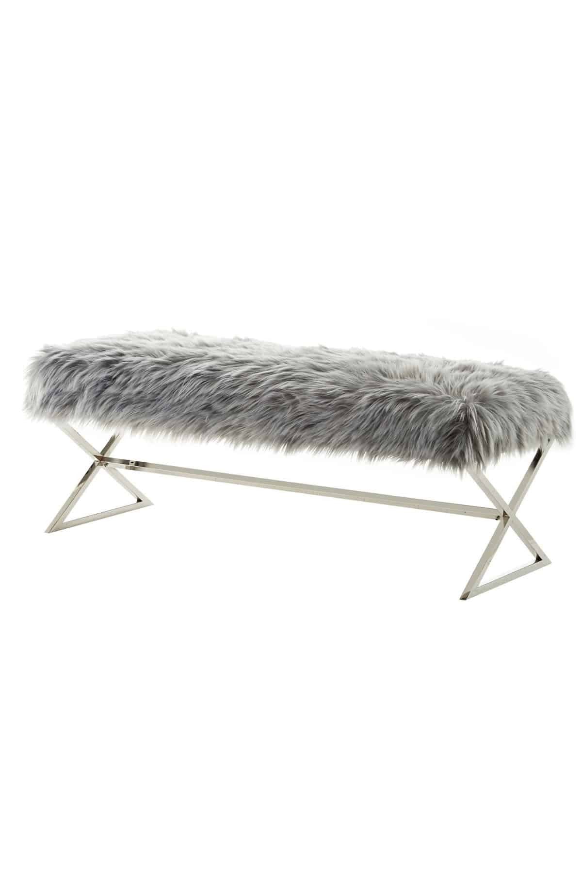 Luxury Banc peluche anthracite
