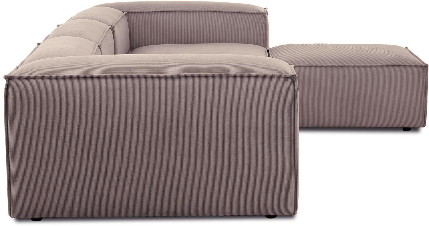 Canapé modulable 4 places en velours côtelé avec pouf Frida