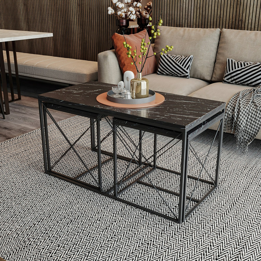 Ensemble de table basse Defne - Black Marble