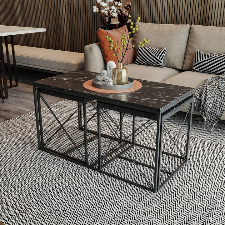 Ensemble de table basse Defne - Black Marble