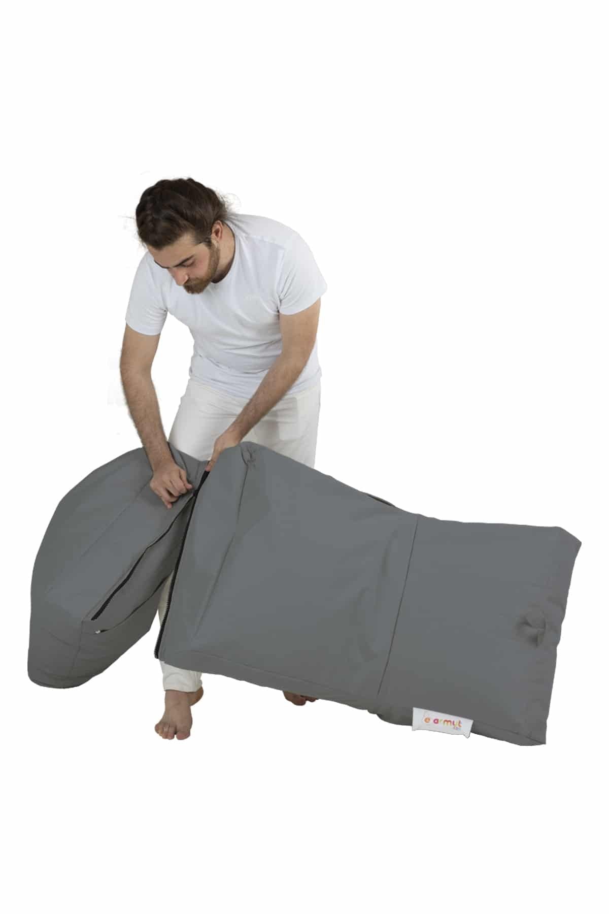 Pouf convertible / coussin de sol Kendel Gris