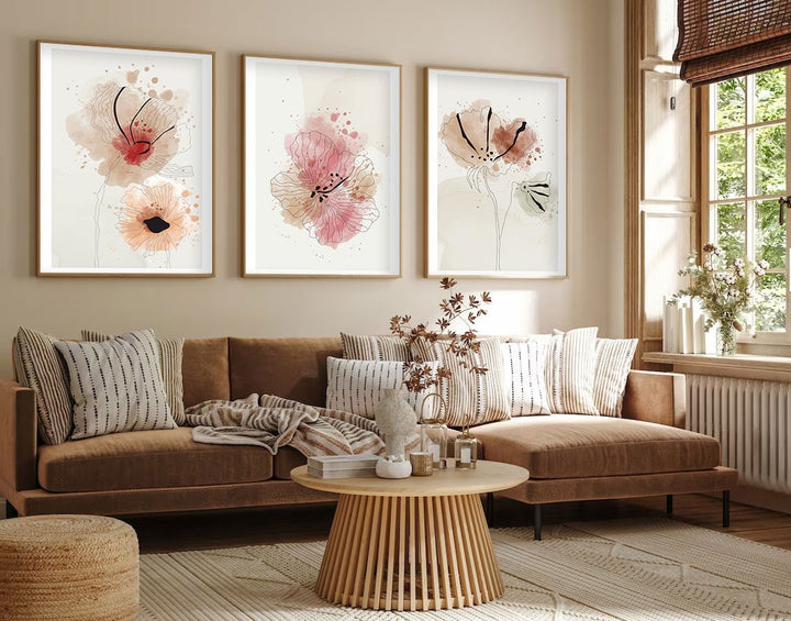 Peinture mdf encadrée décorative (3 pièces) Huhu205 - 50 x 35