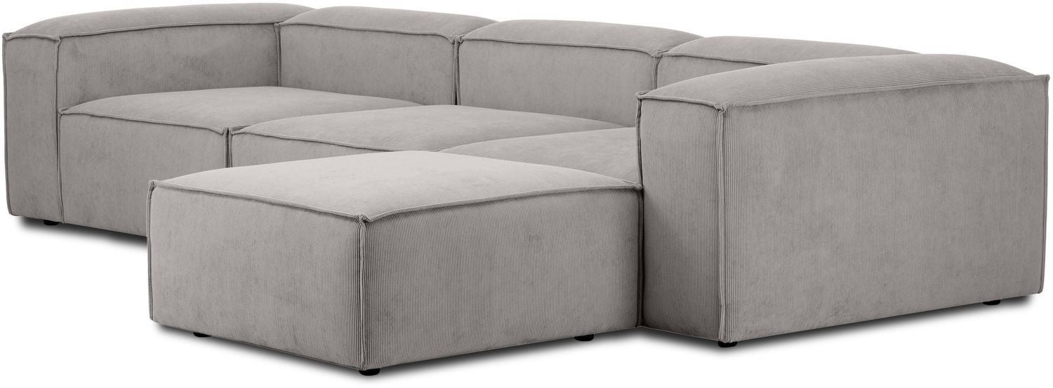 Canapé modulable 4 places en velours côtelé avec pouf Frida