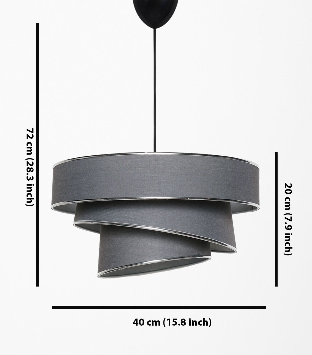 Suspension 3 cylindres design oblique Inconditus Ø40cm Anthracite et Argent