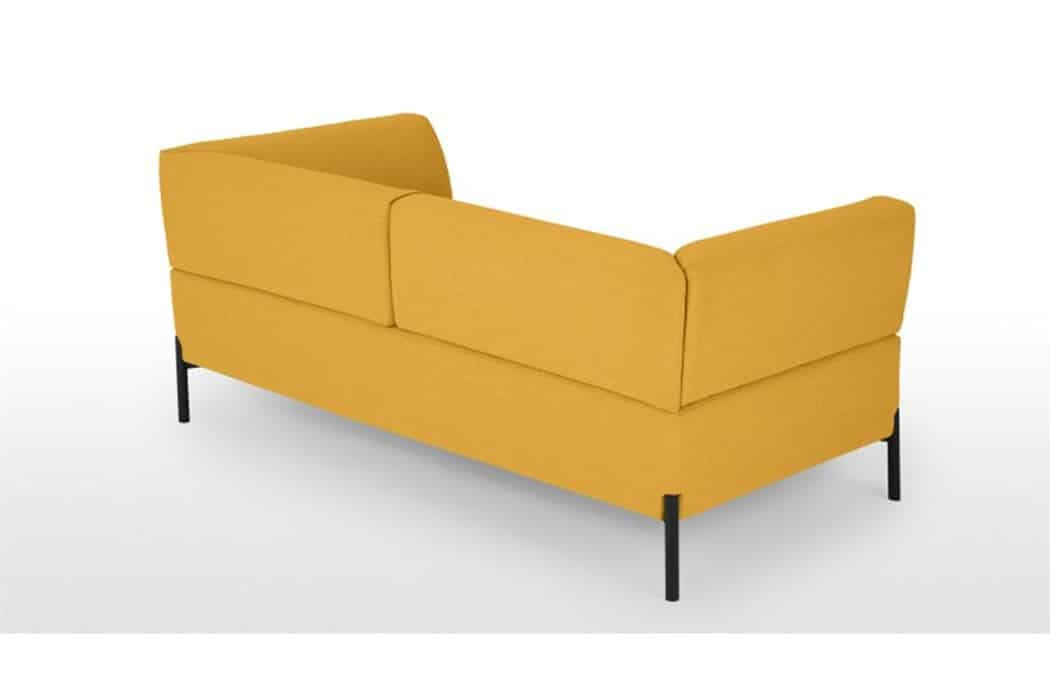 Osaka Canapé fixe 2 places en tissu avec pieds épingles Jaune