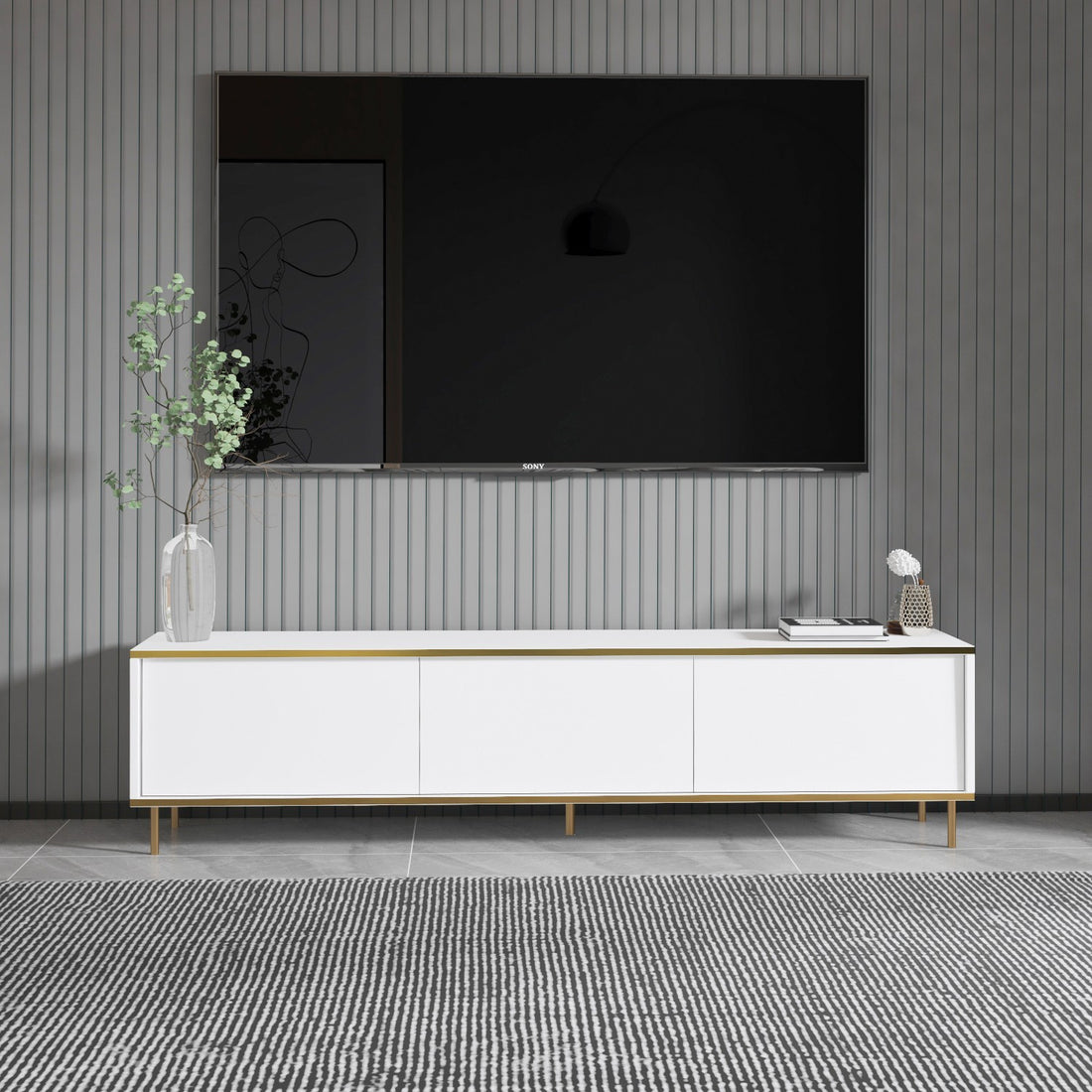 Meuble TV Imaj - White, Gold