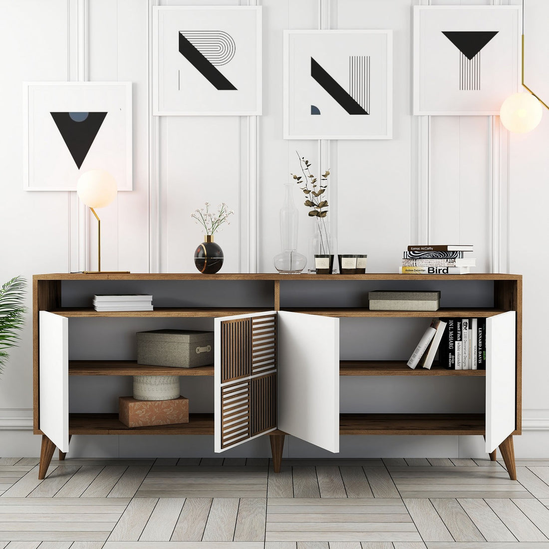 Console Milan - Walnut, White