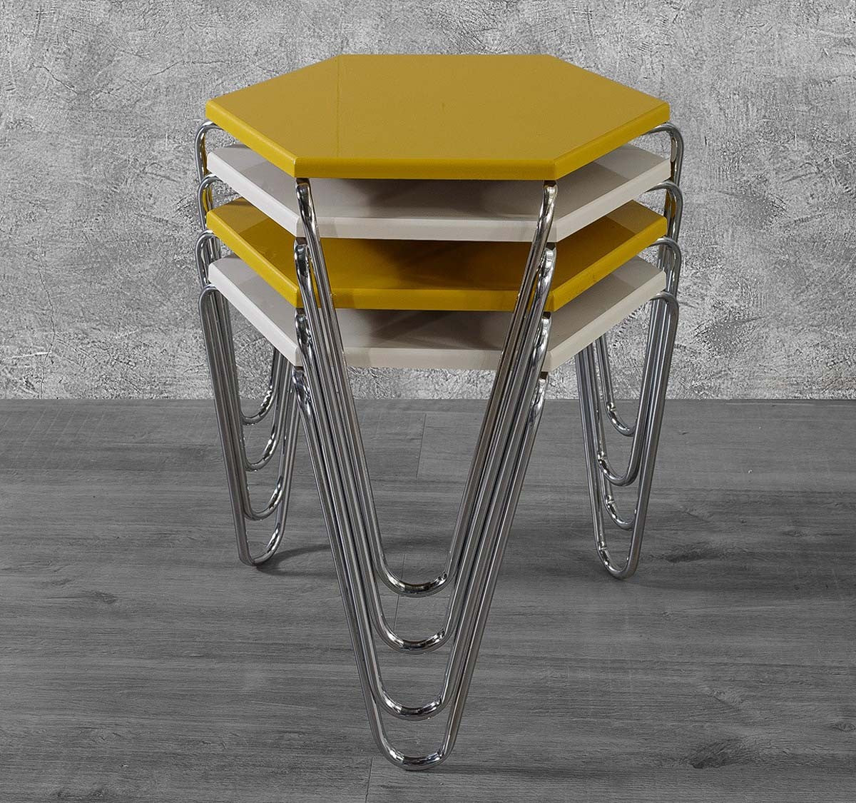 Piramit Table Gigognes Jaune Blanc