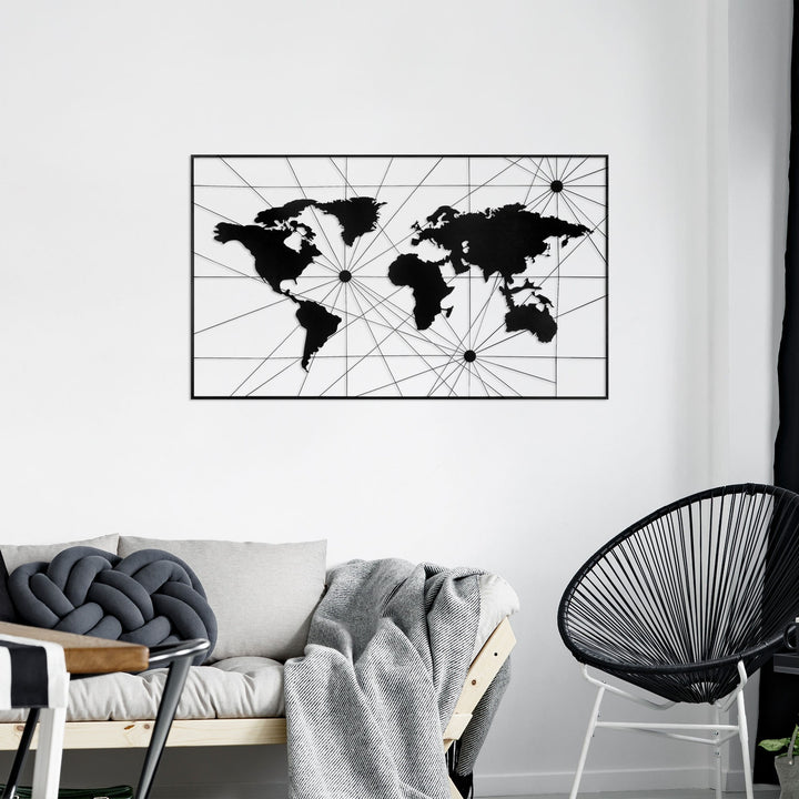 Accessoire mural en métal décoratif World Map 16