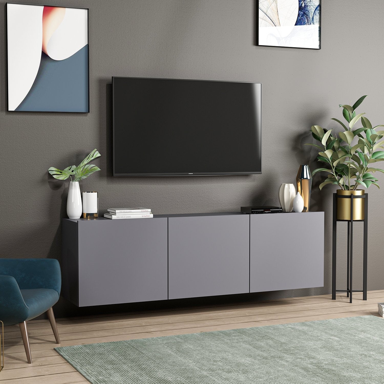 Meuble TV White - Anthracite