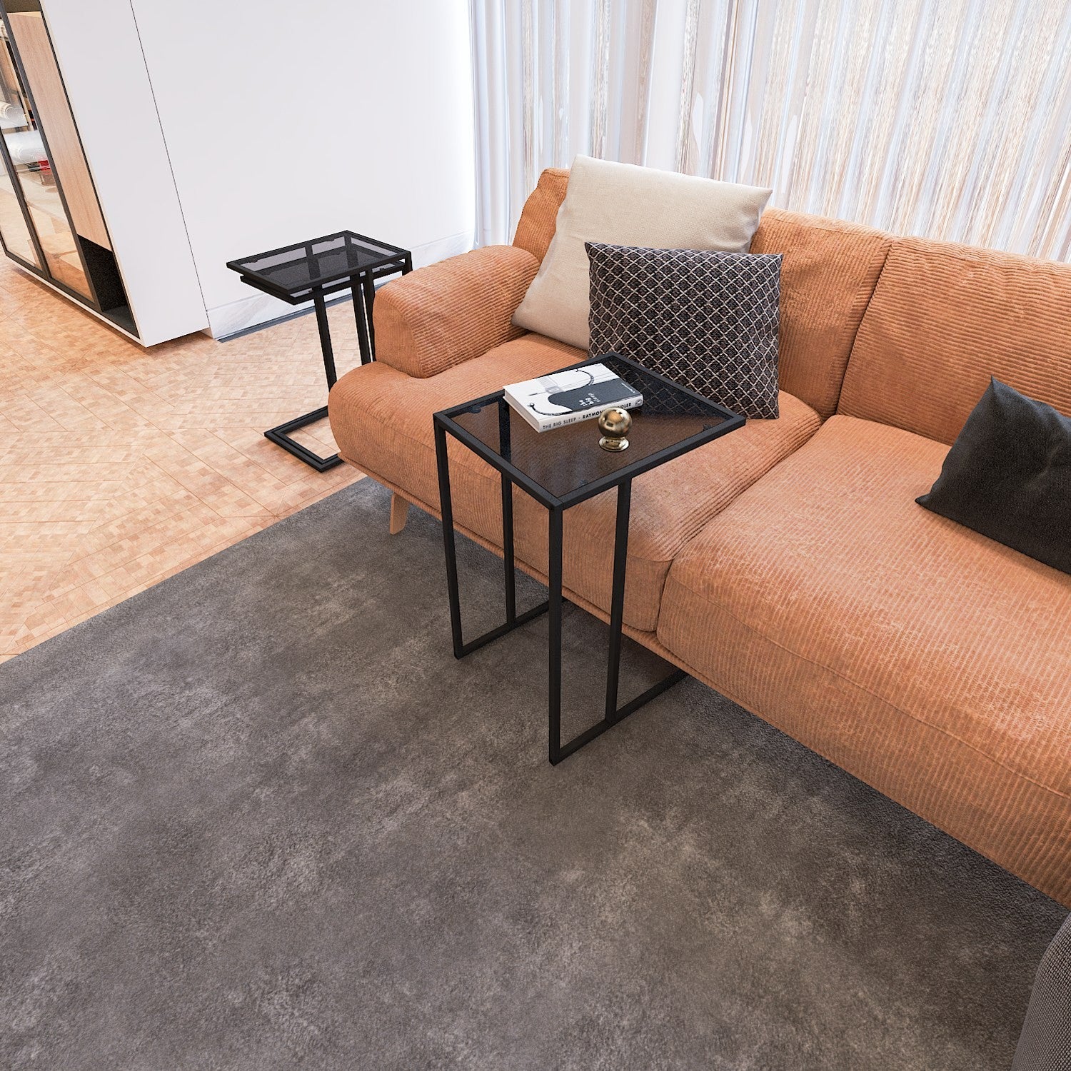 Table de nidification (3 pièces) İbiza - Black, Smoked Glass