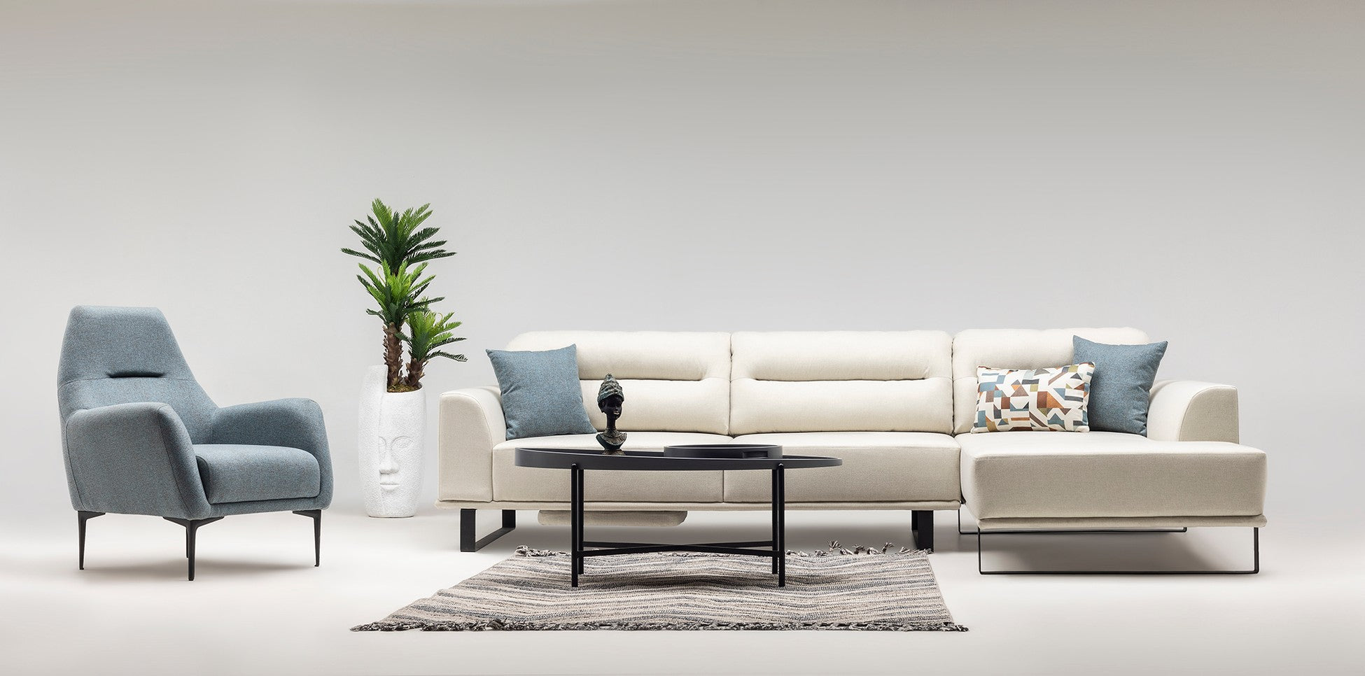 Alacati Canapé d’angle avec chargeur USB