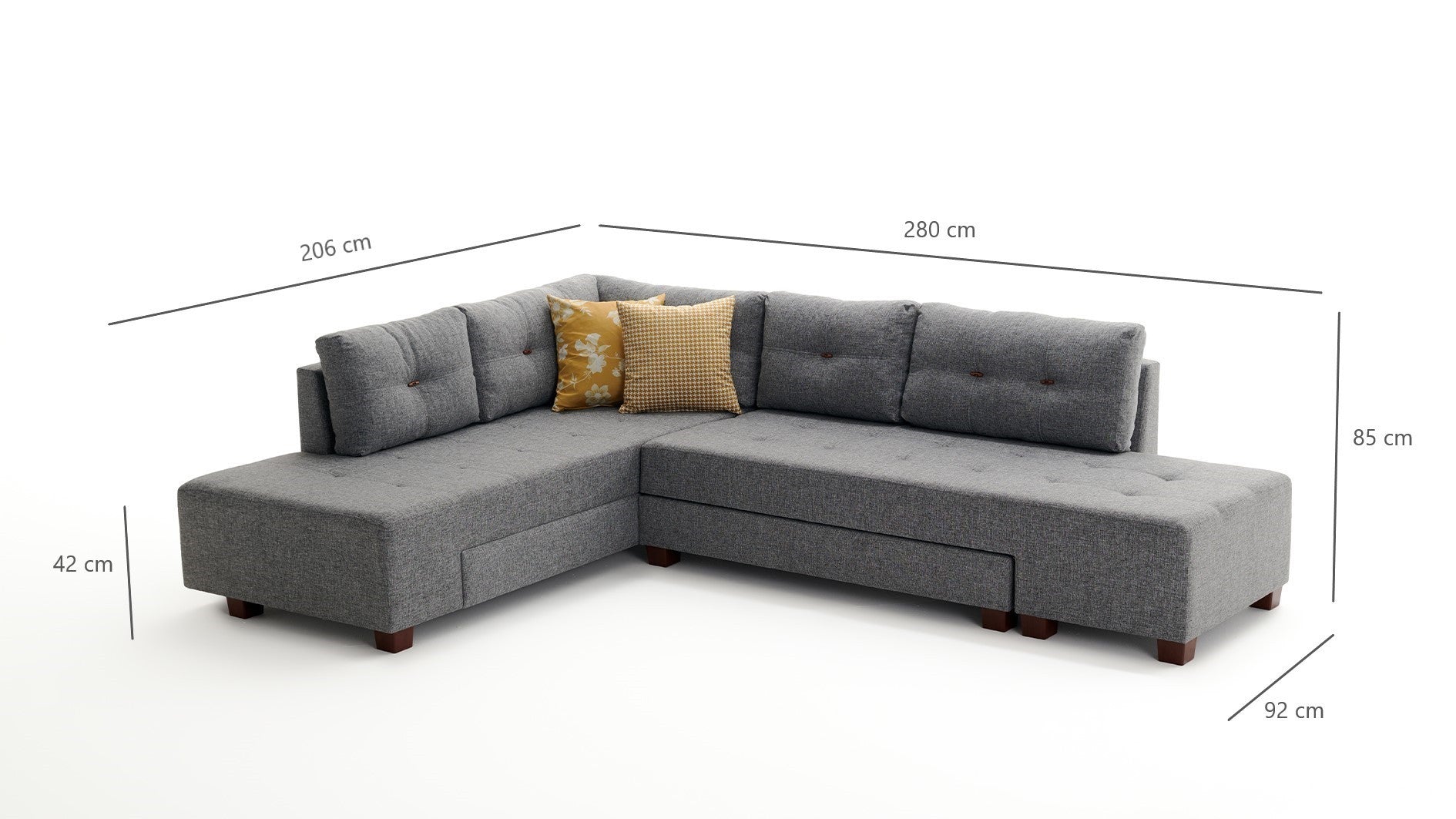 Canapé d'angle Manama Corner Sofa Bed Left - Grey