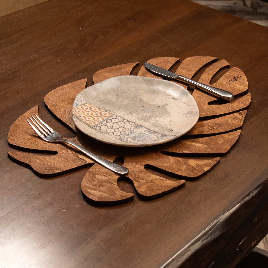 Table Mat Set (4 Pieces) Monstera - Walnut