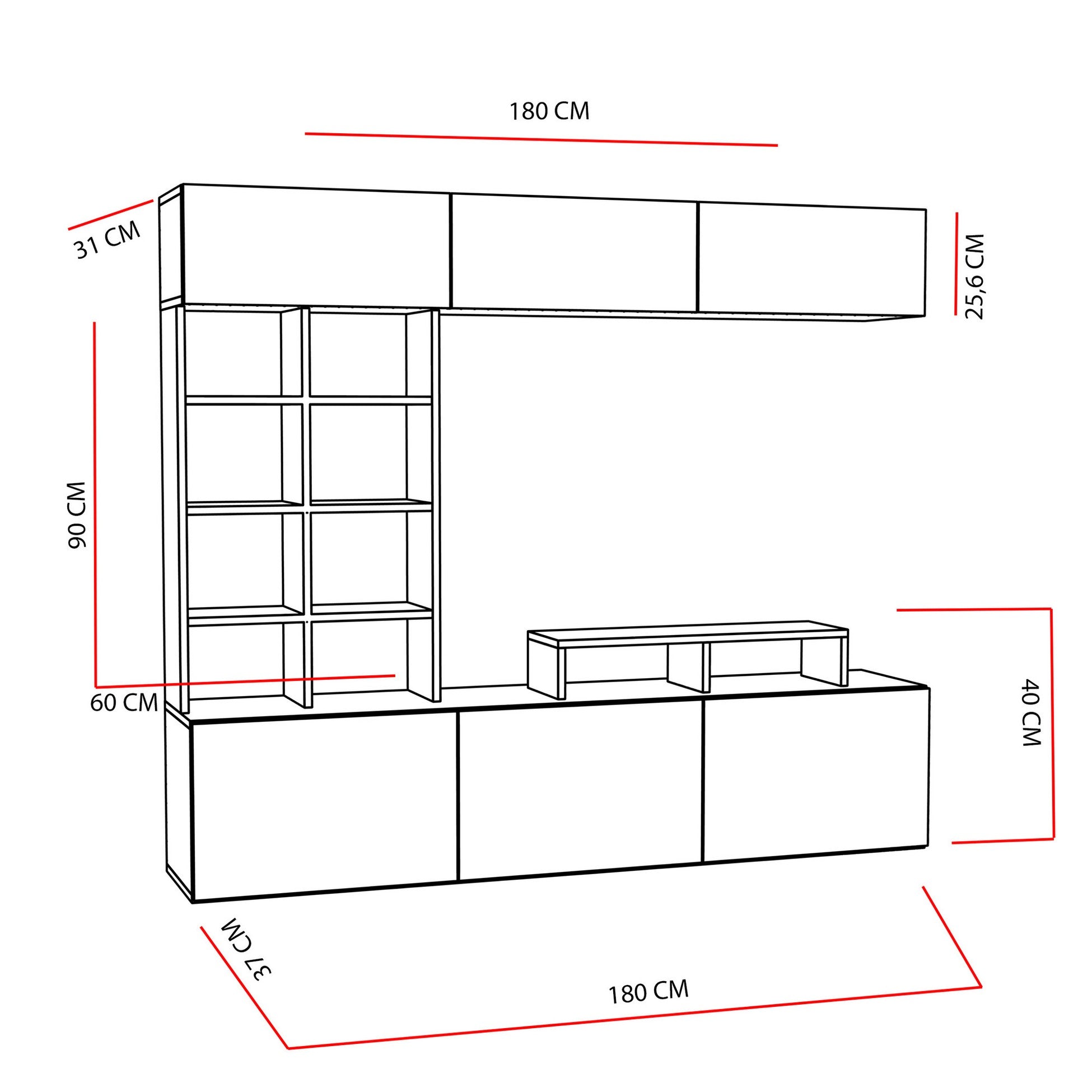 Unité de télévision Sasa - Teak, Black
