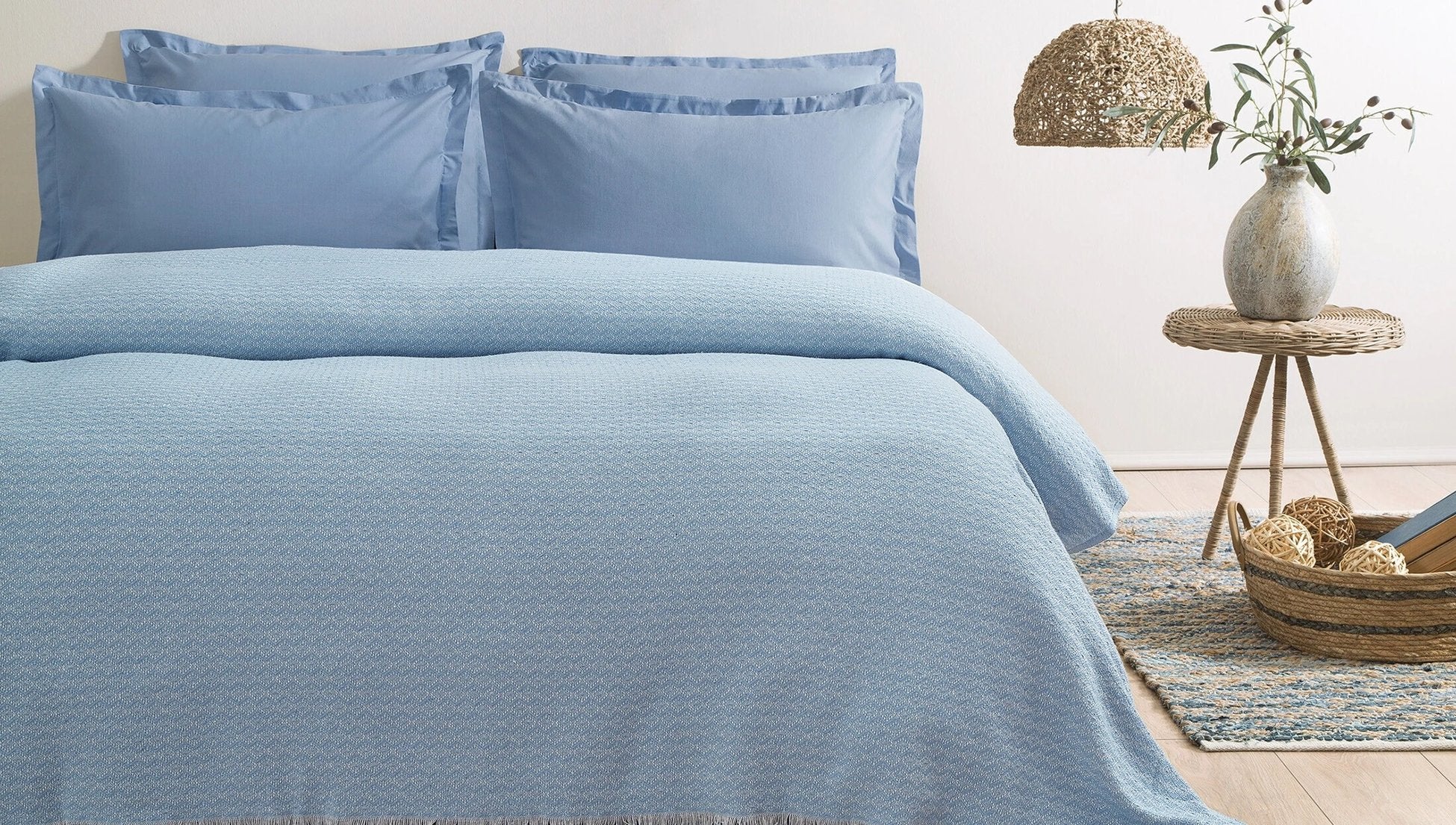 Mare Ensemble Couvre Lit Bleu Clair