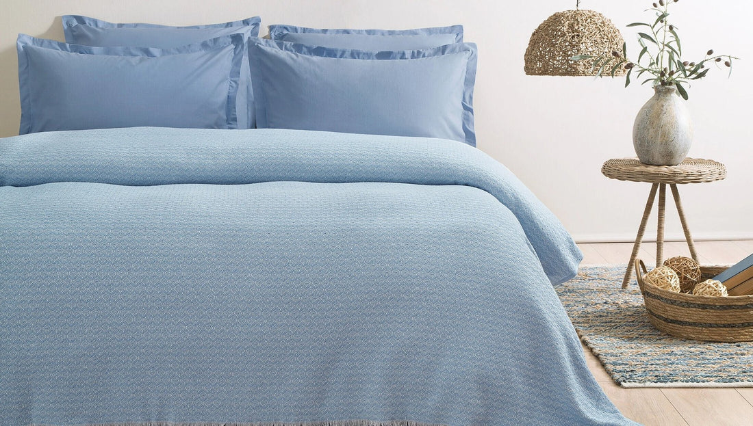 Mare Ensemble Couvre Lit Bleu Clair