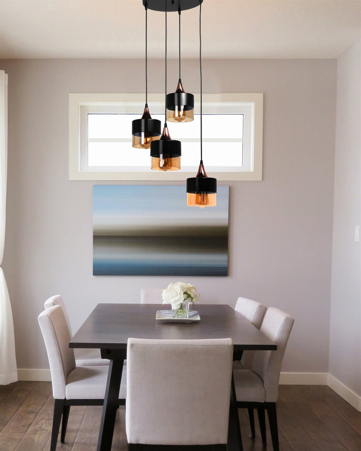 Lustre Sahra Lampe à Suspension Plateau 4 Pièces Noir