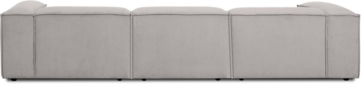 Canapé modulable 4 places en velours côtelé avec pouf Frida