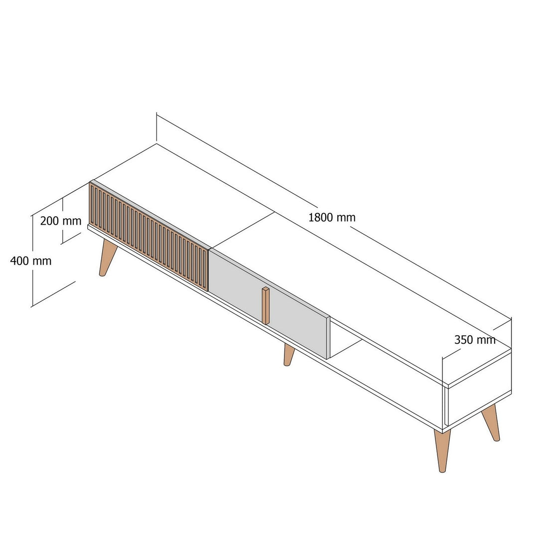 Meuble TV Milan Alt - Walnut, Cream