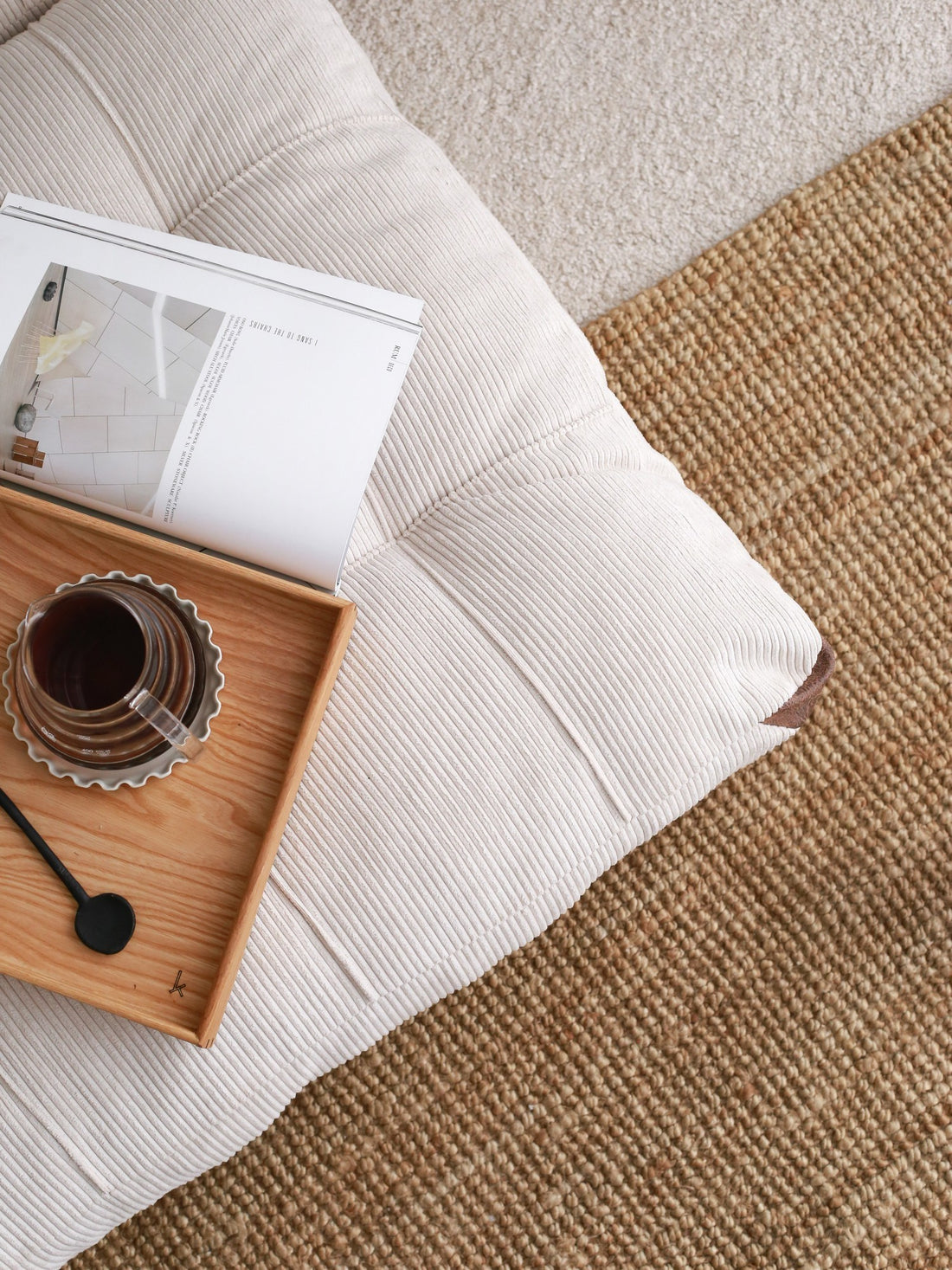 Chauffeuse 2 places convertible Fold Velours côtelé Blanc