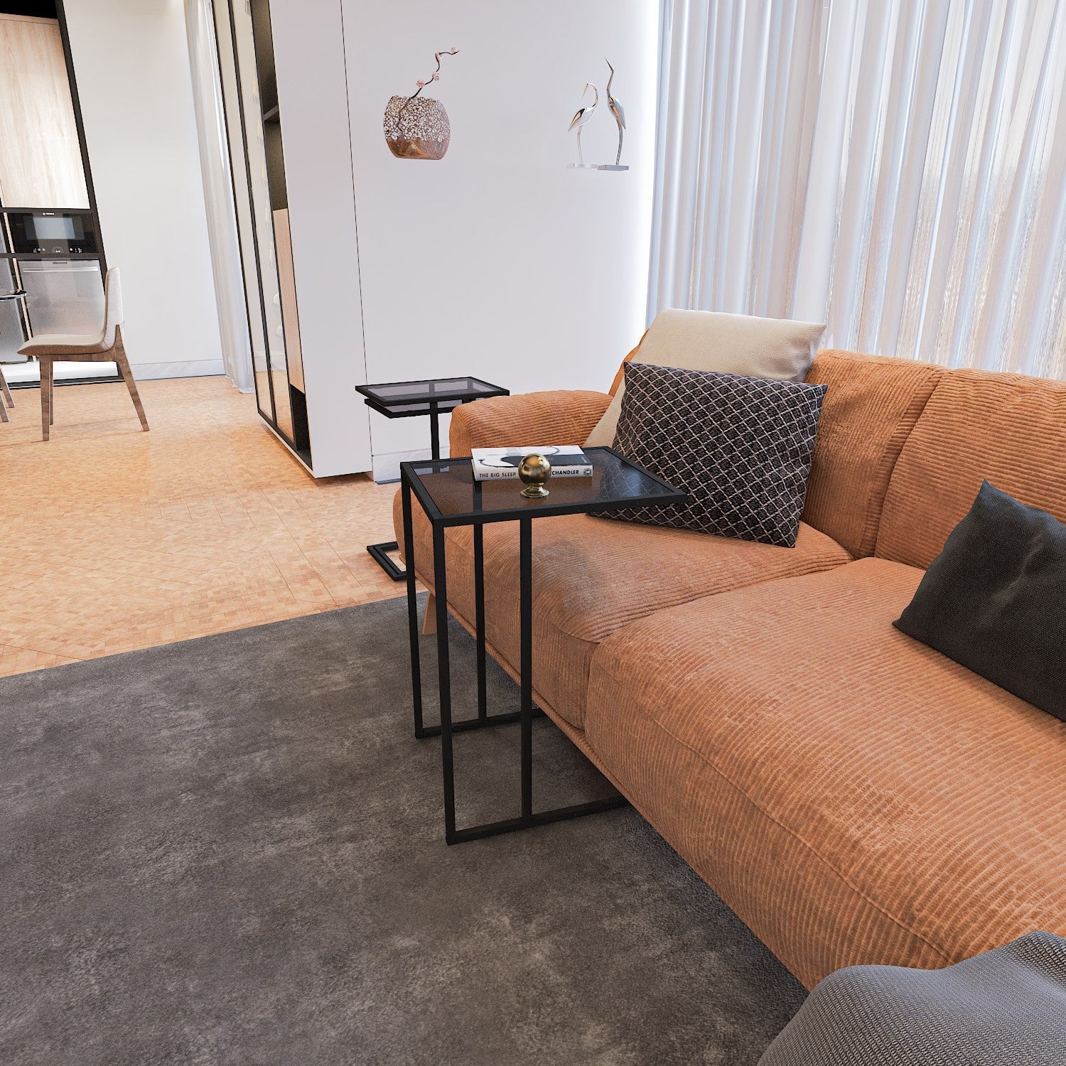 Table de nidification (3 pièces) İbiza - Black, Smoked Glass