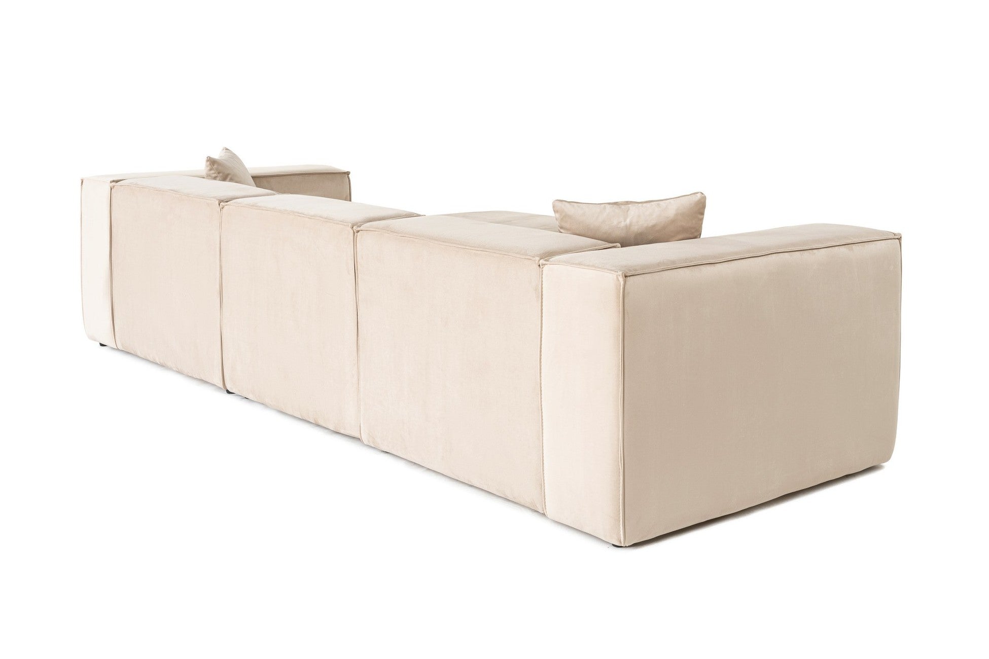Canapé 3 places avec pouf et 2 coussins Siges Velours Blanc crème