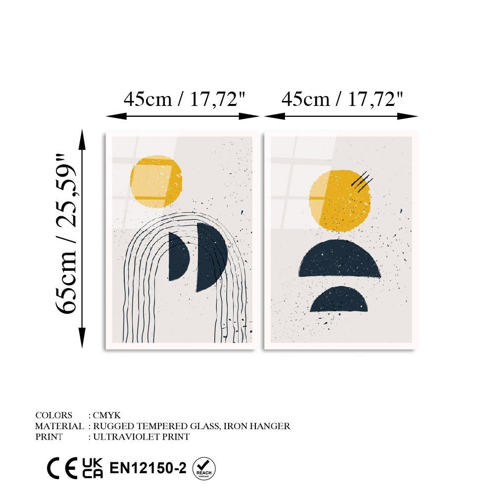 Peinture en verre trempé décorative (2 pièces) UV-954 - 45 x 65