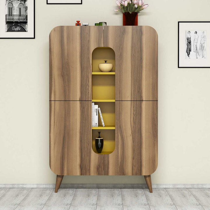 Armoire à plusieurs usage Mine - Walnut, Yellow