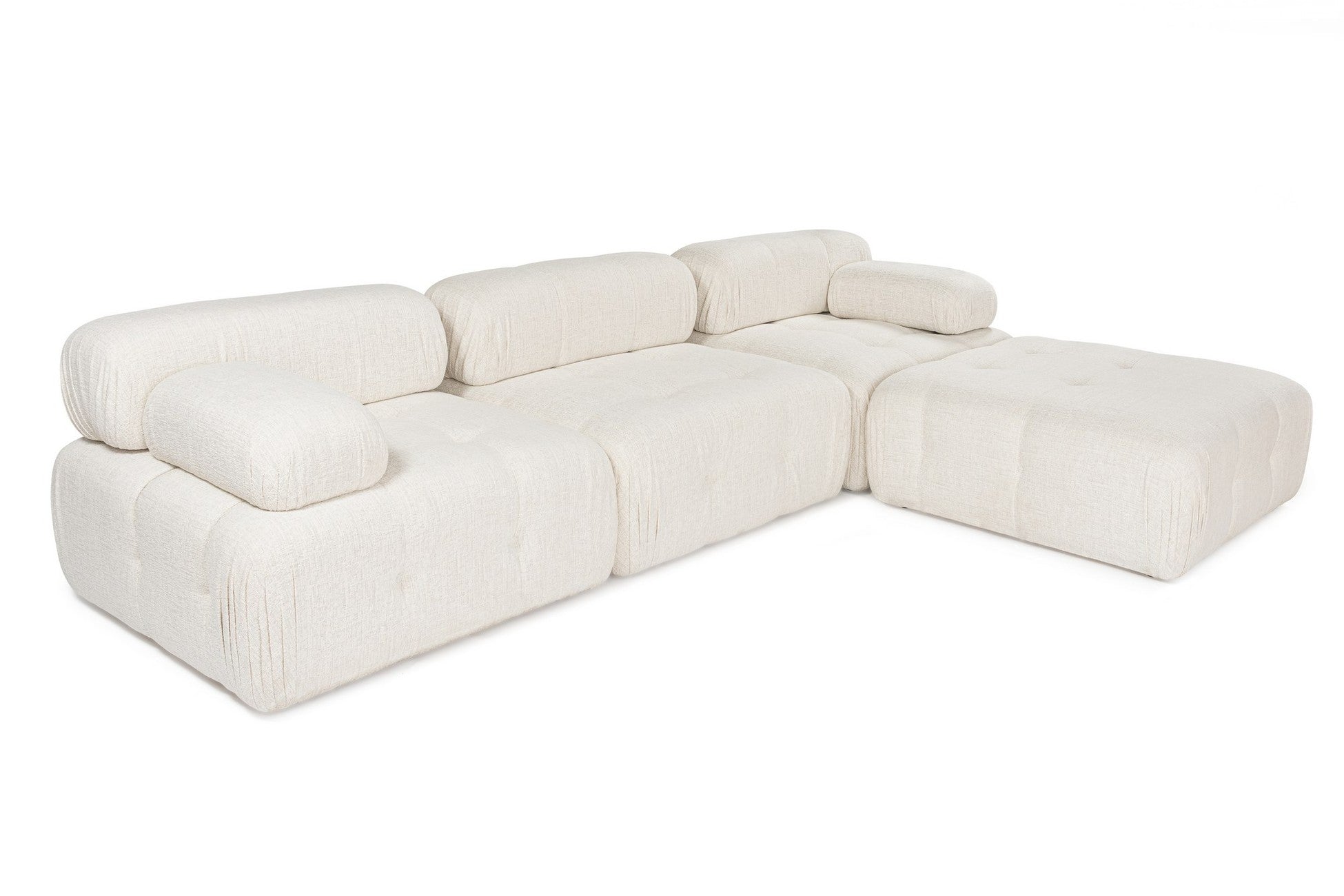 Canapé d'angle Doblo 3 Seater with Pouffe ( L1-O1-1R-Pouffe) - Cream