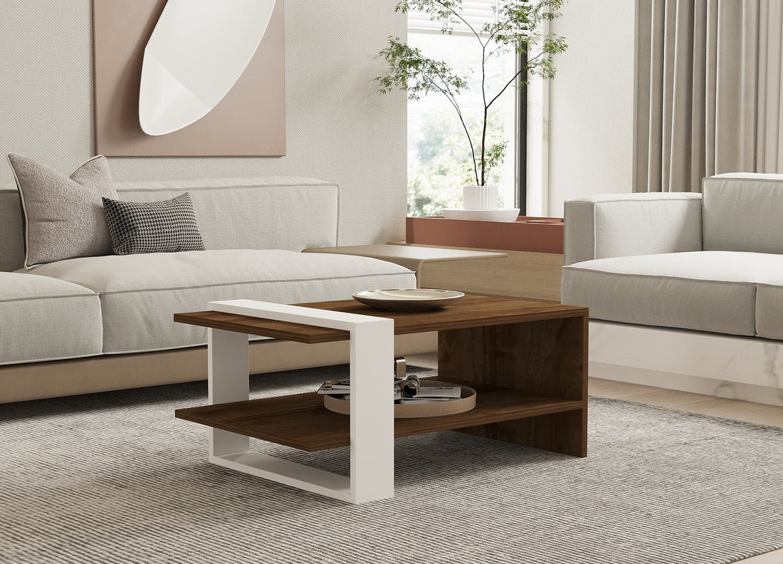 Table basse Gaye - Walnut, White