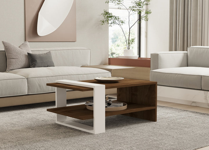 Table basse Gaye - Walnut, White