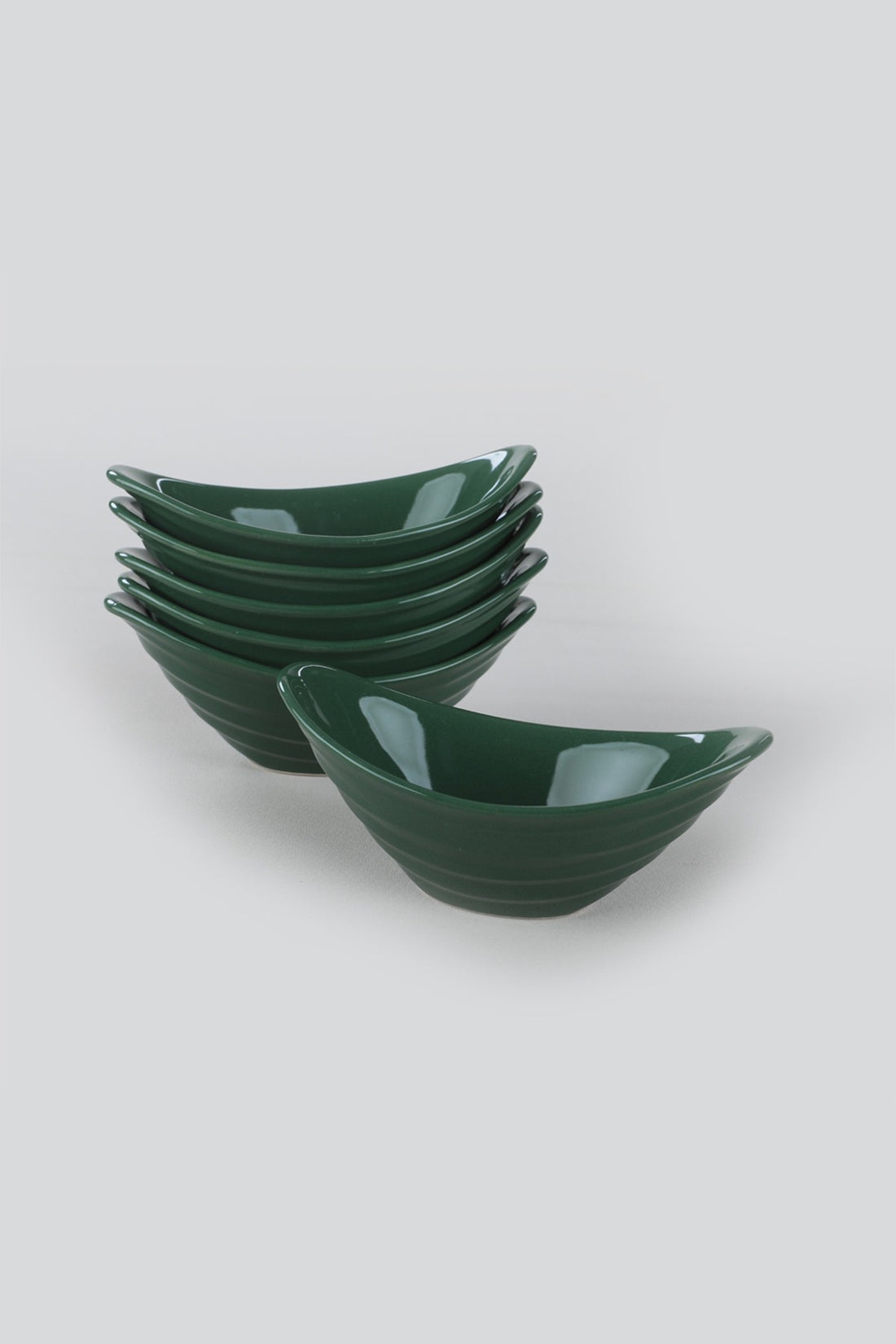 Ceramic Bowl Set (6 Pieces) Gondola Ruby Green Snack 16 Cm 6 Pieces