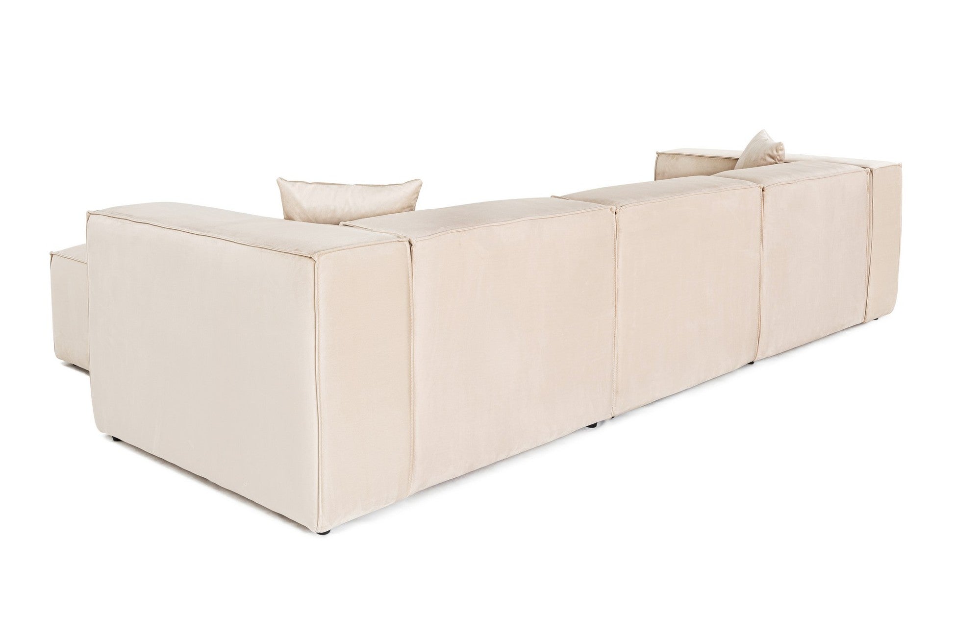 Canapé 3 places avec pouf et 2 coussins Siges Velours Blanc crème