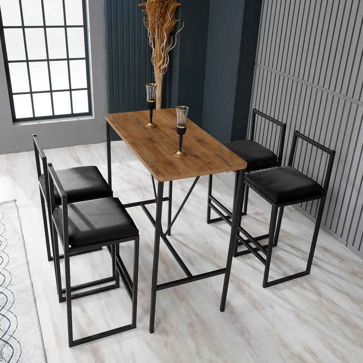 Ensemble table de bar et tabourets (5 pièces) Nordic - Black