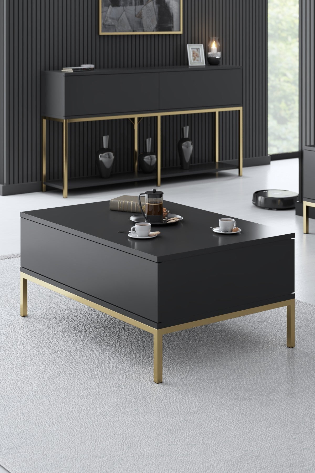 Table basse Lord - Anthracite, Gold