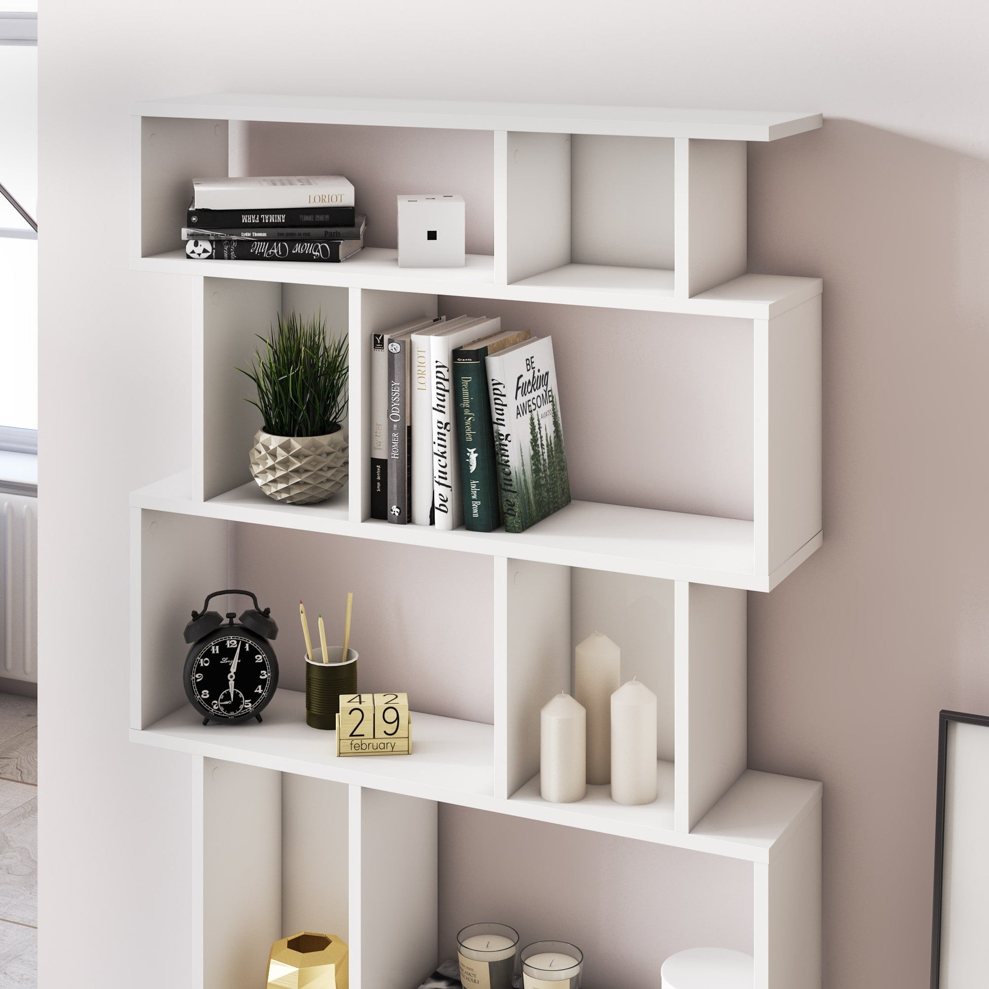 Bibliothèque Piramide bianca 5 étagères 90x160h