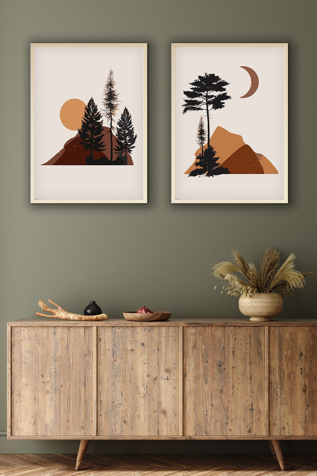 Peinture MDF encadrée décorative (2 pièces) Huhu153 - 50 x 35