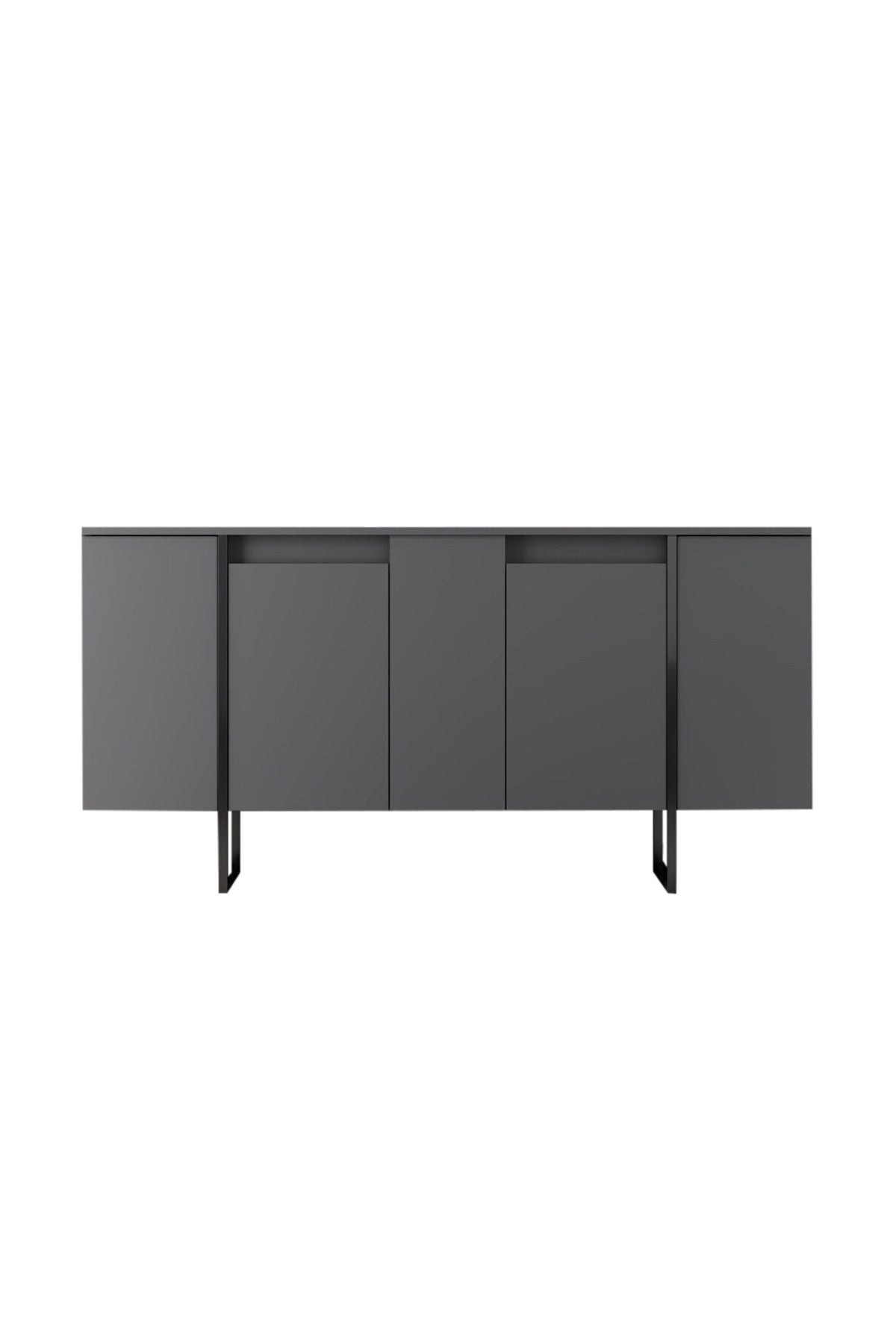 Buffet bas Sibylle L160cm Métal Noir et Bois Anthracite