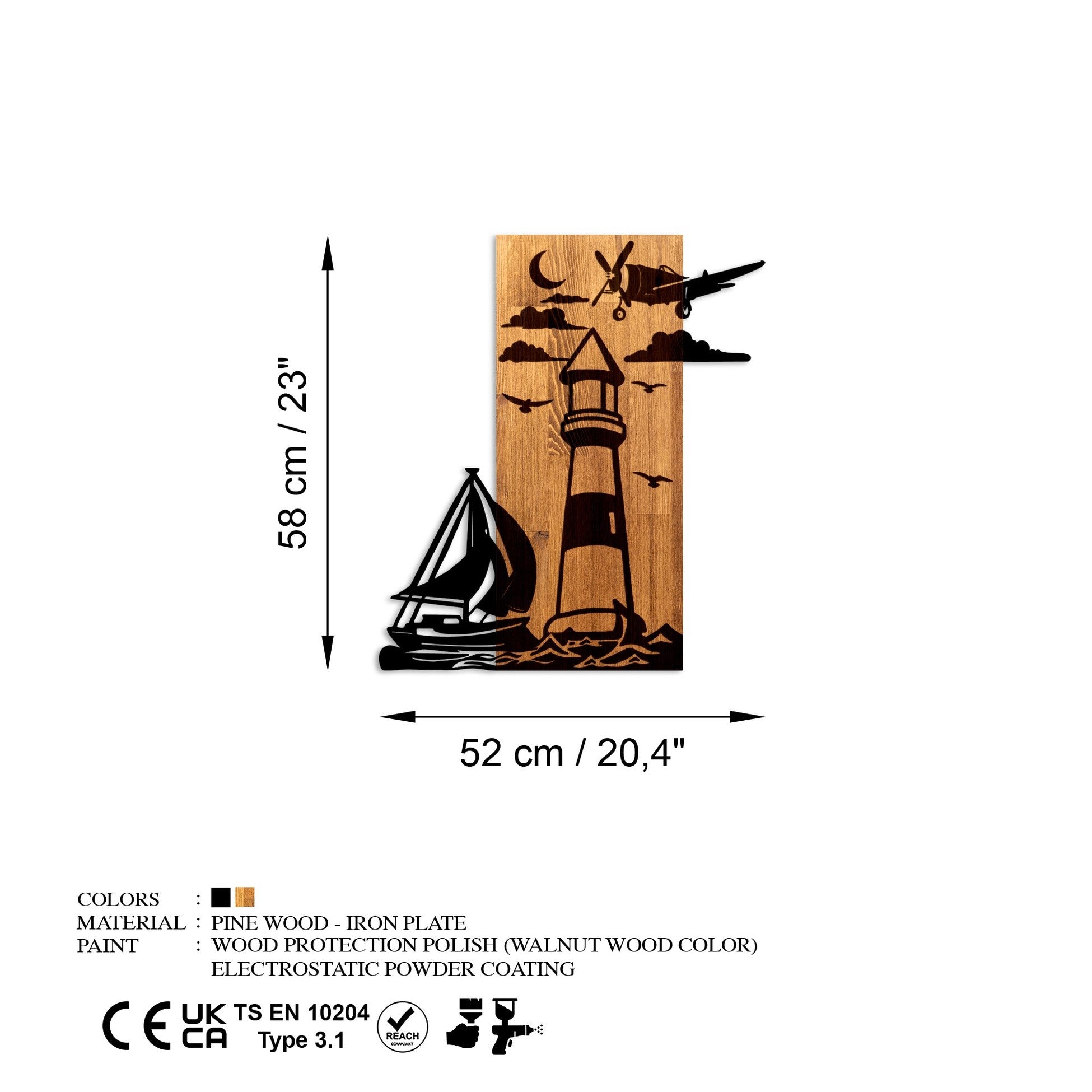 Accessoire mural en bois décoratif Lighthouse