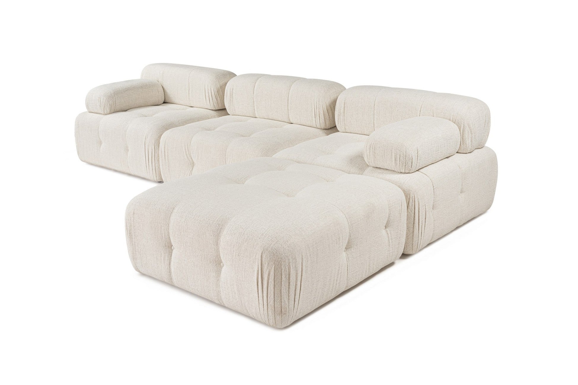 Canapé d'angle Doblo 3 Seater with Pouffe ( L1-O1-1R-Pouffe) - Cream