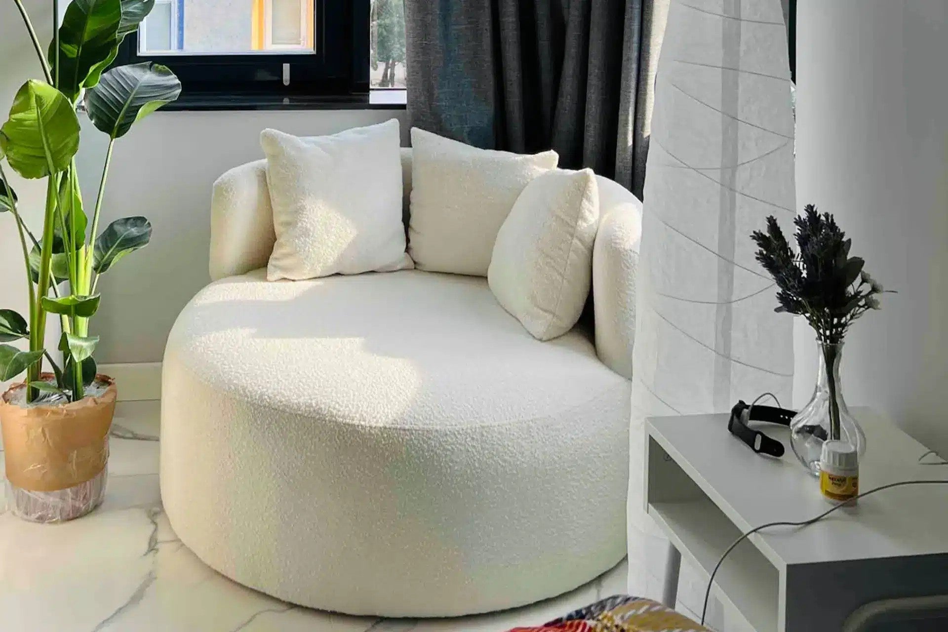 Natura Fauteuil Bergère en Teddy blanc