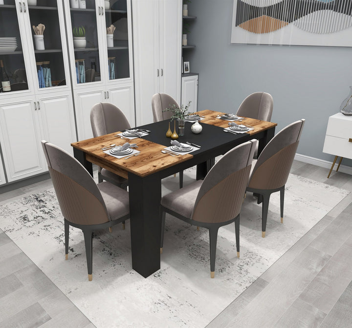 Table à manger Line - Light Walnut, Black